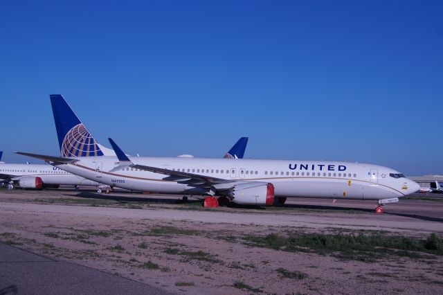 N47505 — - One of United's Boeing 737-MAX9's in storage at Goodyear AZ.  Photographed February 19th 2020.