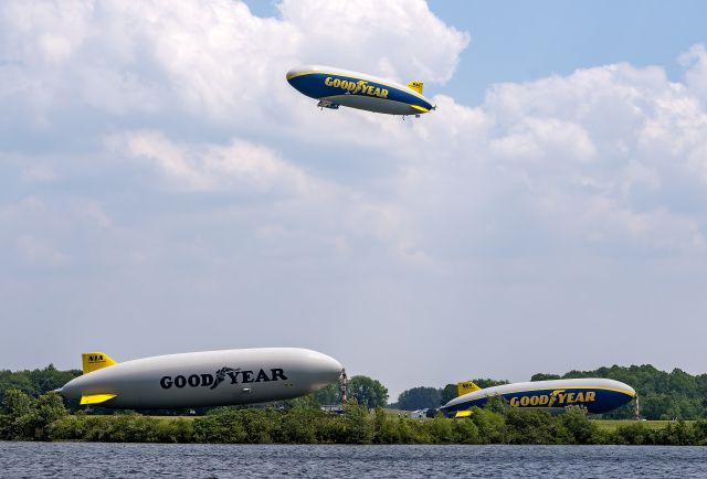 Unknown/Generic Airship (N3A) - When’s the last time you saw all three blimps in one photo? Goodyear celebrated the 100th anniversary of the Blimp on June 3, 2025. To commemorate the occasion, Goodyear assembled all three blimps at its Wingfoot Lake Airship Operations center in Suffield Twp. Ohio. I snapped this pic of Wingfoot One, Wingfoot Two, and Wingfoot Three after they returned from a flight up to Cleveland and over Akron, OH on June 4, 2025. It was probably a once-in-a-lifetime opportunity for me to get N1A, N2A, and N3A, c/n’s 006,007, and 008, all Zeppelin NT model LZ NO7-101’s, together that day. The view from Wingfoot Lake State Park is almost perfect. post more pics later.