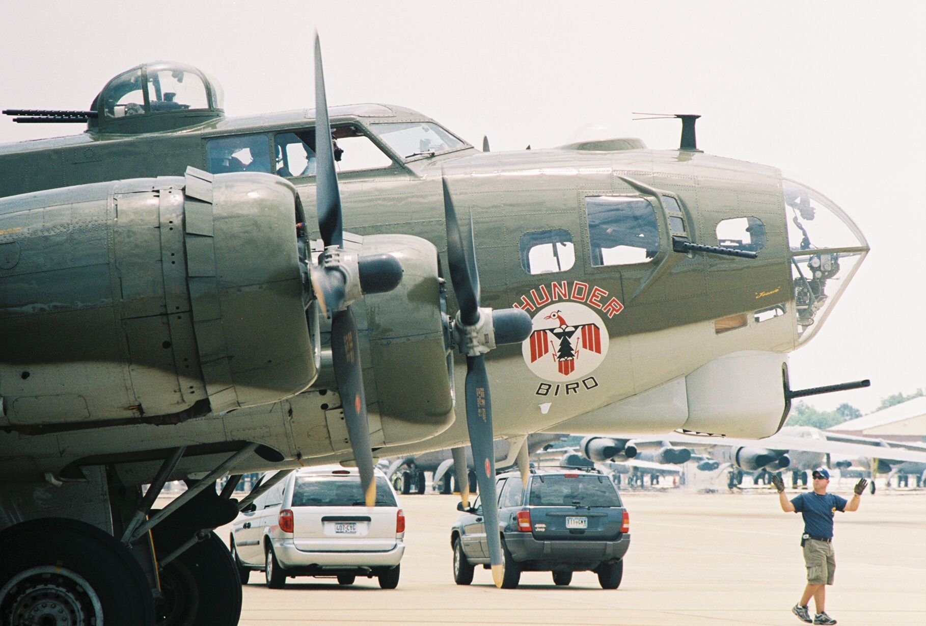 Boeing B-17 Flying Fortress (N900RW) - Commemorative Air Forces "Thunderbird", a Vega built Boeing B-17G, at the Barksdale AFB airshow in May 2005, returning to parking ramp after a demonstration flight.