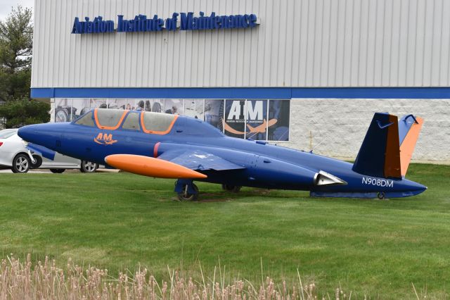 VALMET Magister (N908DM) - 1960 Build Fouga CM-170 Magister. 03-26-24 Outside the Aviation Institute of Maintenance in Indianapolis.