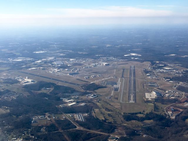 Canadair Regional Jet CRJ-200 — - View of Donaldson center airport on approach to GSP.