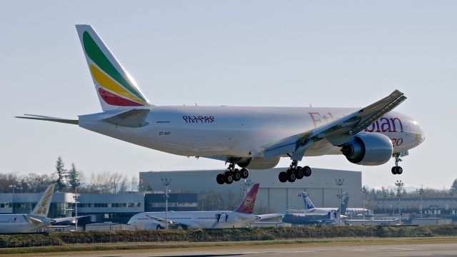 Boeing 777-200 (ET-AVT) - BOE247 on short final to Rwy 16R to complete a C1 flight on 12.3.18. (B777-F60 / ln 1583 / cn 65476).