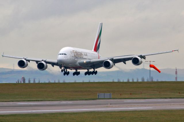 Airbus A380-800 (A6-EDS) - EK17 arriving from DXB just before touchdown on 23R