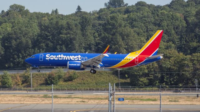 NI784B — - Test flight arrival of an airplane formerly known as "Max" into Boeing Field.