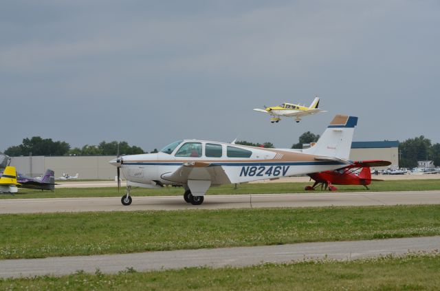 Beechcraft Bonanza (33) (N8246V) - Bonanza Mass Arrival at Oshkosh AirVenture 2014.