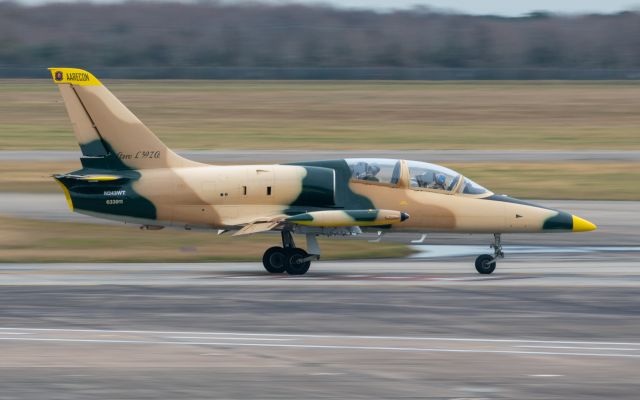 Aero L-39 Albatros (N343WT) - A desert camo L-39ZA taxis out for departure from KEFD, owned by Phantom Phlyers LLC