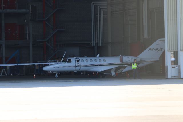 Cessna Citation CJ1 (PH-FJK) - PH-FJK was only briefly visible when the hangar doors opened.