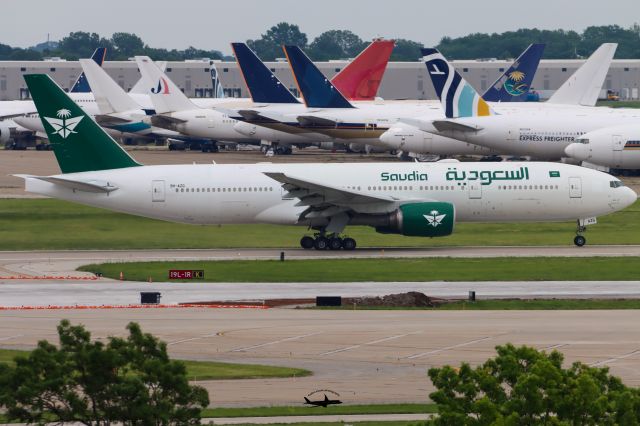 Boeing 777-200 (9H-AZG) - this Saudia 772 departing mci on its ferry flight to Saudi Arabia