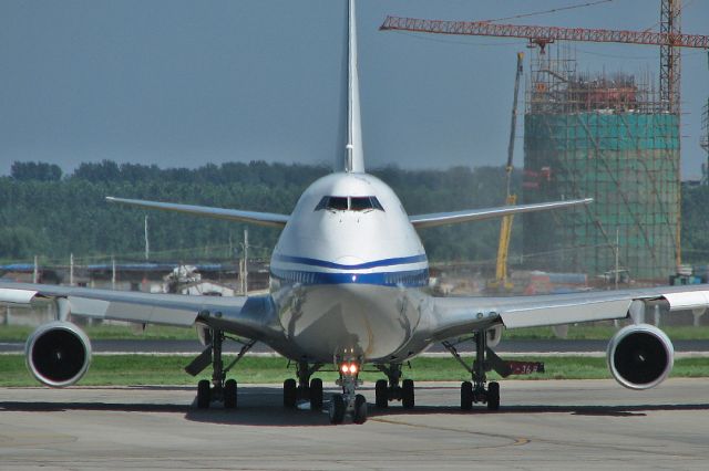 Boeing 747-400 (B-2445) - From inside the terminal.