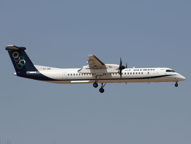 de Havilland Dash 8-400 (SX-OBF) - DHC-8-402Q Dash 8br /Landing on 03L @ LGAV 19/8/2013