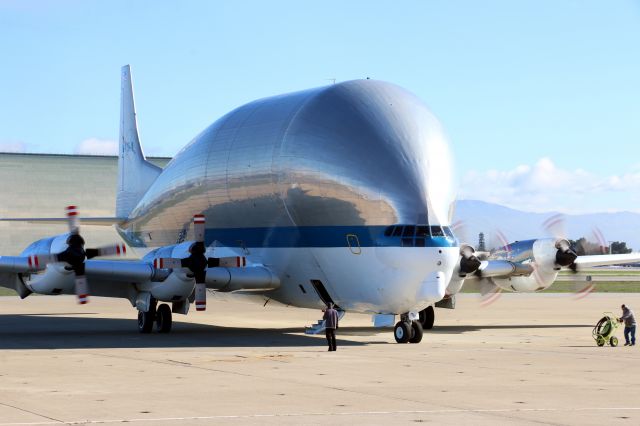 Aero Spacelines Super Guppy (N941NA) - Engine start at Moffett Federal Airfield Jan. 25, 2016.