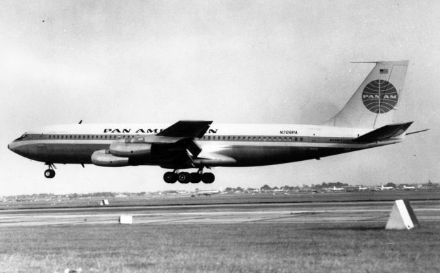 Boeing 707-100 (N709PA) - Scanned from postcardbr /Pan am