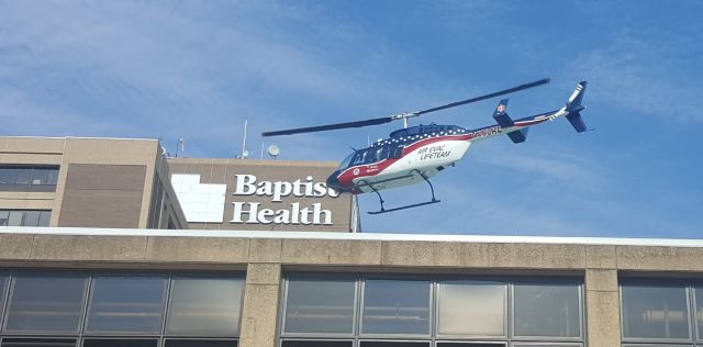 Bell JetRanger (N338AE) - Air Evac helicopter departing from Baptist Health Medical Center - Little Rock.