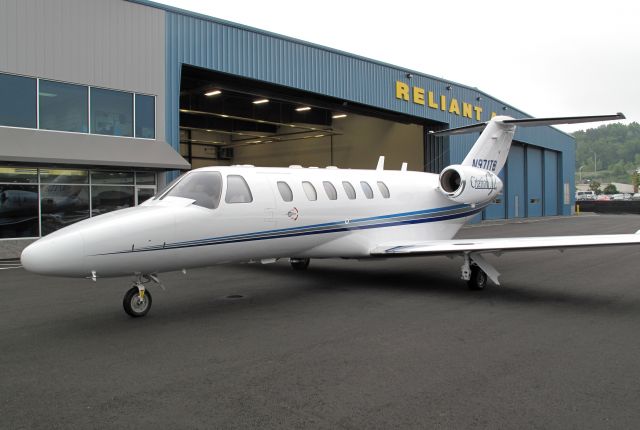 Cessna Citation CJ2+ (N971TB) - At the RELIANT AIR ramp. RELIANT AIR has the lowest fuel price on the Danbury (KDXR) airport.