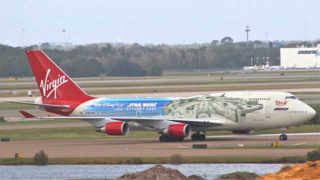 Boeing 747-400 (G-VLIP) - After receiving a special Star Wars livery, first seen on September 25 2019, this plane (The Falcon) was suddenly retired in early May of 2020. Photo shows it on December 26, 2019.