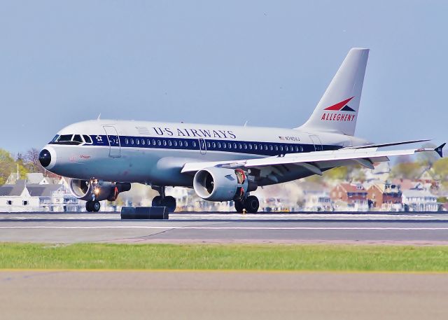 Airbus A319 (N745VJ) - Allegheny retro vista jet @ KBOS Logan on FlightAware.Com !