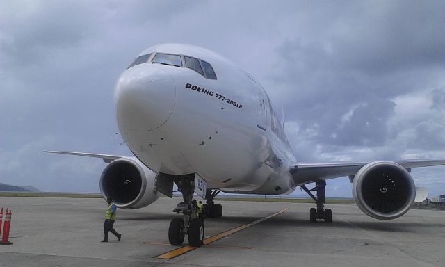 — — - Up close this flight is about to have its passengers disembark.  