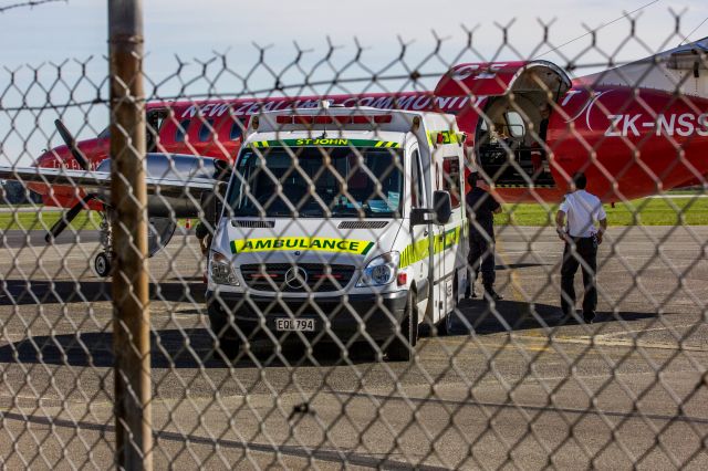 GLOSTER Meteor (ZK-NSS) - New Zealand Community Trust Air Ambulance loads a badly injured baby on board for a flight from Invercargill Airport to Aucklands Starship Childrens Hospital.