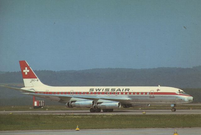 McDonnell Douglas DC-8-60 (HB-IDH) - scanned from postcard