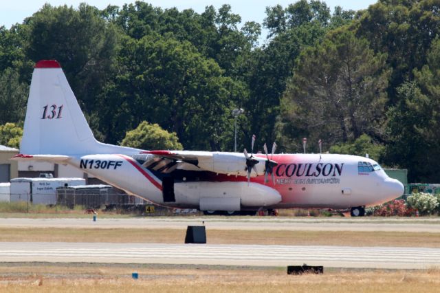 Lockheed C-130 Hercules (N130FF) - KRDD - Coulson C130 Tanker 131, on the ramp at the Redding Air Tanker base 6/1/2016. Today - 6/2/2016 - former president Bill Clinton arrives for a 715pm speech - Ill drive over and hopefully see which plane he has arrived in.