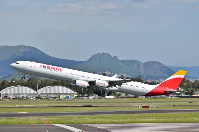 EC-LEV — - Iberia´s Airbus A340-642 MSN 1079 and 11 years old, is taking off from the 05L runway in Mexico City Airport (Photo Jul 21th 2018).