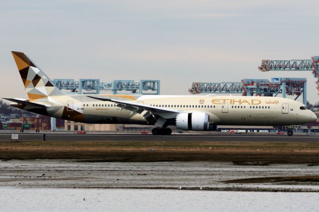 Boeing 787-9 Dreamliner (A6-BNF) - Inaugural arrival of Etihad to Boston Logan on 3/31/24.