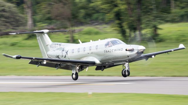 Pilatus PC-12 (N816TW) - N816TW about to smoothly touch down on College Park Airport's runway 15 after a flight from White Plains 