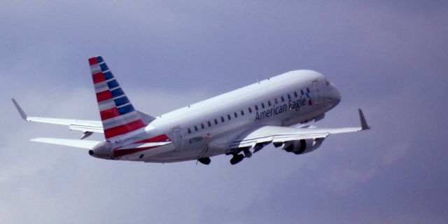 Embraer 170/175 (N776MS) - Shortly after departure is this 2004 American Airlines Eagle Embraer 170SE in the Spring of 2025.