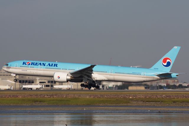 BOEING 777-300ER (HL8346) - Welcome back to Boston Korean Air! KAL B777-300 with 200th Boeing markings arrives to Boston Logan Airport on 8/22/20 resuming service. 