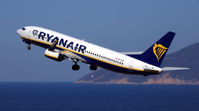 Boeing 737-800 (9H-QAH) - Take off above Xanemos Beach.