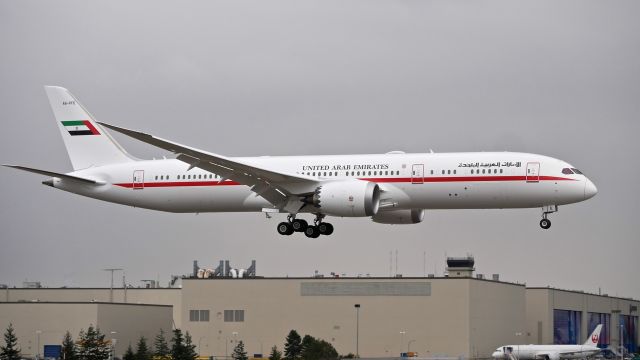 Boeing 787-9 Dreamliner (A6-PFE) - BOE217 on final to Rwy 16R to complete a B1 flight on 2.25.17. (ln 537 / cn 37146). 