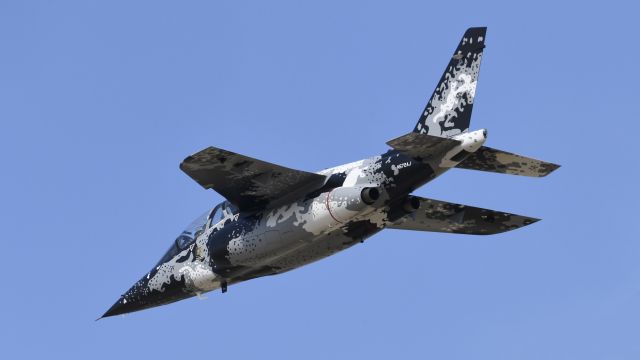 DASSAULT-BREGUET/DORNIER Alpha Jet (N572AJ) - Performing a flyby during the Saturday Airshow at AirVenture 2023.