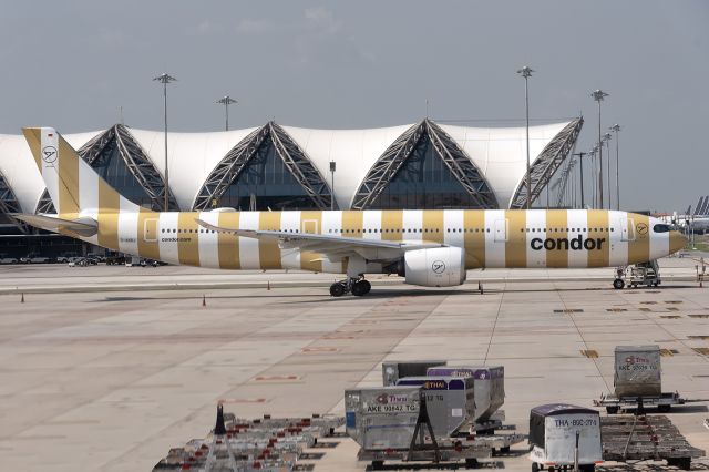 Airbus A330-900 (D-ANRJ) - 22nd April, 2025: Parked on the apron at Bangkok Suvarnabhumi between flights from and to Frankfurt as flights DE 2362 and DE 2363 respectively. 