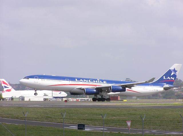 CC-CQE — - This LAN CHILE Airbus A340 looks Great in this colour scheme departing Sydney Australia on 12/04/2004 br /MSN 429.