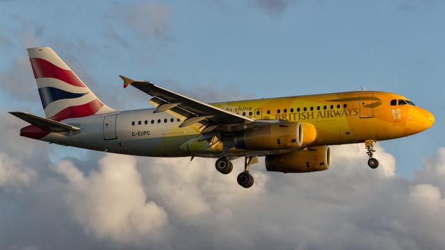 — — - BAW A319 G-EUPC, named Firefly. This aircraft carried the Olympic Flame from Athens, Greece to London, for the 2012 London Olympics, in a special container, which allowed the flame to burn without causing a Flight Safety issue.