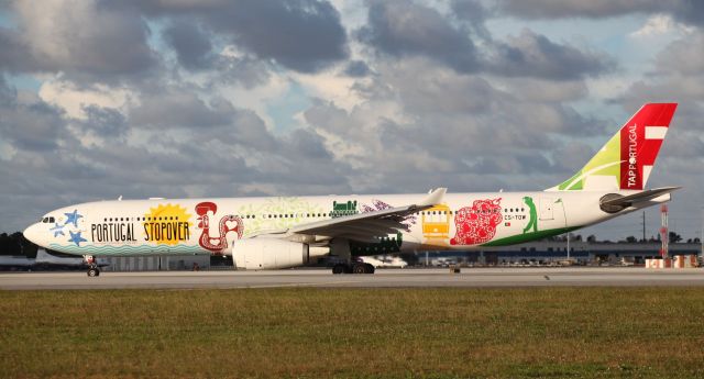 Airbus A330-300 (CS-TOW) - The TAP airplane in the "Portugal Stopover" livery at MIA on the late afternoon of the 15th of October, 2018.