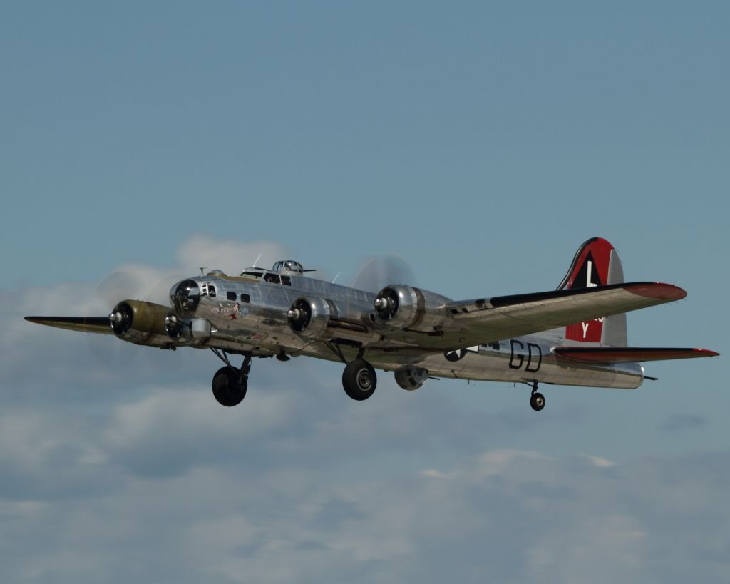 N3193G — - B-17 Yankee Lady departing Burke Lakefront Airport during the Cleveland National Airshow.