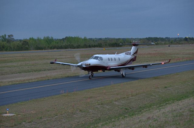 Pilatus PC-12 (N327JZ) - Departures taxi runway 7 last day Masters 2018