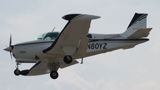 Beechcraft Bonanza (36) (N80YZ) - Landing runway 19 on 36 May 2018.