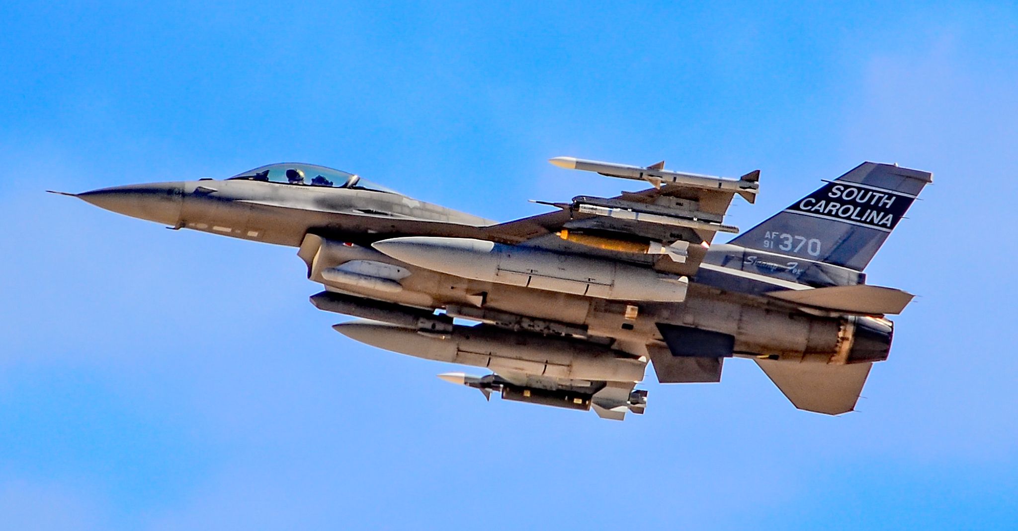 Lockheed F-16 Fighting Falcon (91-0370) - 91-0370 F-16CM Fighting Falcon USAF 169th FW, 157th FS South Carolinas "Swamp Fox" - Las Vegas - Nellis AFB (LSV / KLSV)br /USA - Nevada, March 19, 2018br /Photo: TDelCoro