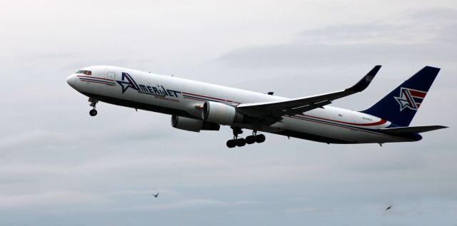 BOEING 767-300 (N378CX) - Shortly after departure is this 1994 Amerijet International Boeing 767-323 in the Autumn of 2020.