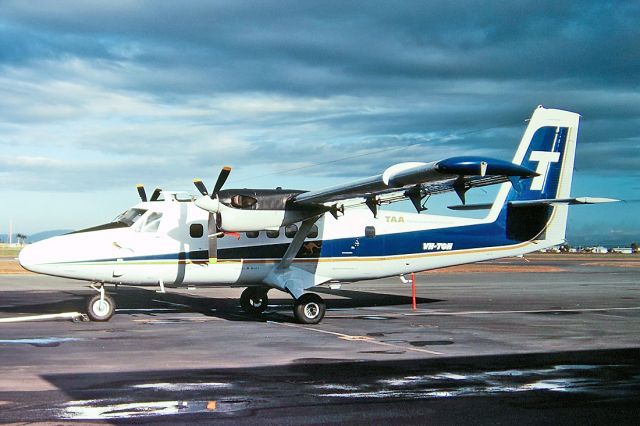 VH-TGH — - TRANS AUSTRALIA AIRLINES - D.H.C. 6-300 TWIN OTTER - REG : VH-TGH (CN 281) - TOWNSVILLE QUEENSLAND AUSTRALIA - YBTL 21/7/1976 35MM SLIDE CONVERSION USING A LIGHTBOX AND A NIKON L810 DIGITAL CAMERA IN THE MACRO MODE.