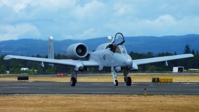 Fairchild-Republic Thunderbolt 2 — - An A-10 taxiing after landing at HIO on Runway 30.