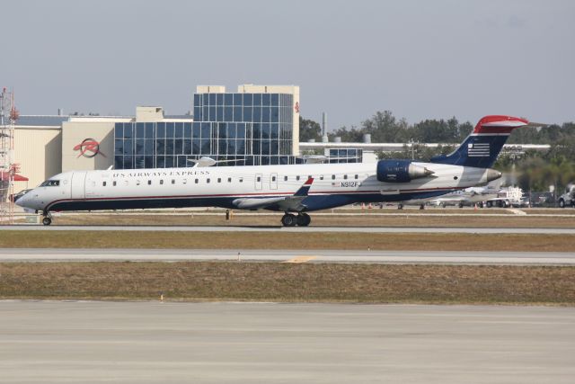 Canadair Regional Jet CRJ-900 (N912FJ) - US Air Flight 2687 operated by Mesa (N912FJ) departs Sarasota-Bradenton International Airport enroute to Charlotte-Douglas International Airport