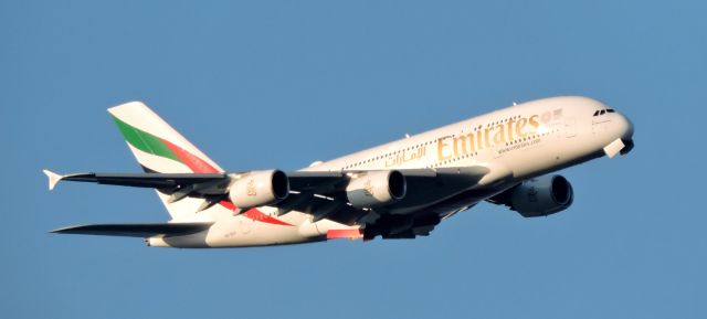 Airbus A380-800 (A6-EUU) - Wheels dropping with minutes till landing, Feb. 2019.
