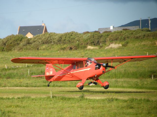 EI-TIM — - PIPER J5A CN 5.36 TOUCHING DOWN AFTER HIS 2 HOUR FLIGHT FROM TRIM TO SPANISH POINT FOR 20 TH ANNIVERSARY FLY IN SAT 11 SUN 12 JUNE 2011