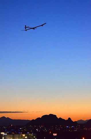 HB-SIA — - Solar Impulse departs from Phoenix Sky Harbor Airport at 4:50 AM on May 22, 2013.