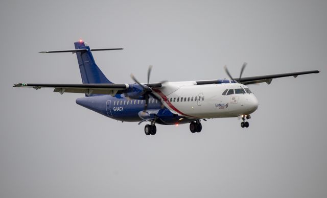 Aerospatiale ATR-72-600 (G-IACY) - Eastern Airways ATR arriving in the rain from Teesside