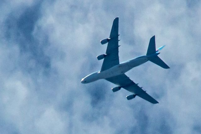 Airbus A380-800 (HL7622) - Photographed at 1051HrsEDT on 24-June-2019 while the aircraft was at 19,000 feet over Northern New Jersey, operating as Korean Air Lines KAL81/KE81, enroute to NYC, NY, (JFK, KJFK), from Seoul, South Korea, (ICN, RKSI).