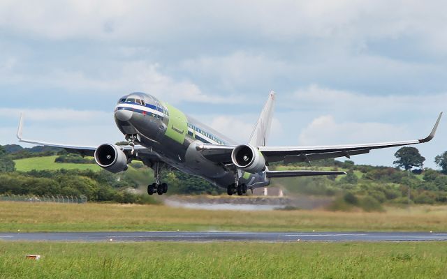 BOEING 767-300 (N370AA) - cargo aircraft management b767-323er(f) n370aa dep shannon after fitting a new windscreen since its arrival 6 days ago 8/8/17.